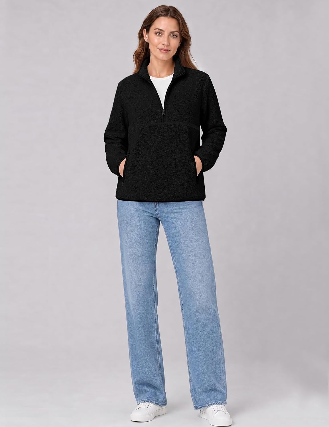 Rapbin Fleece Jacket Women Quarter Zip Pullover Sweatshirt 2026 Fall Winter