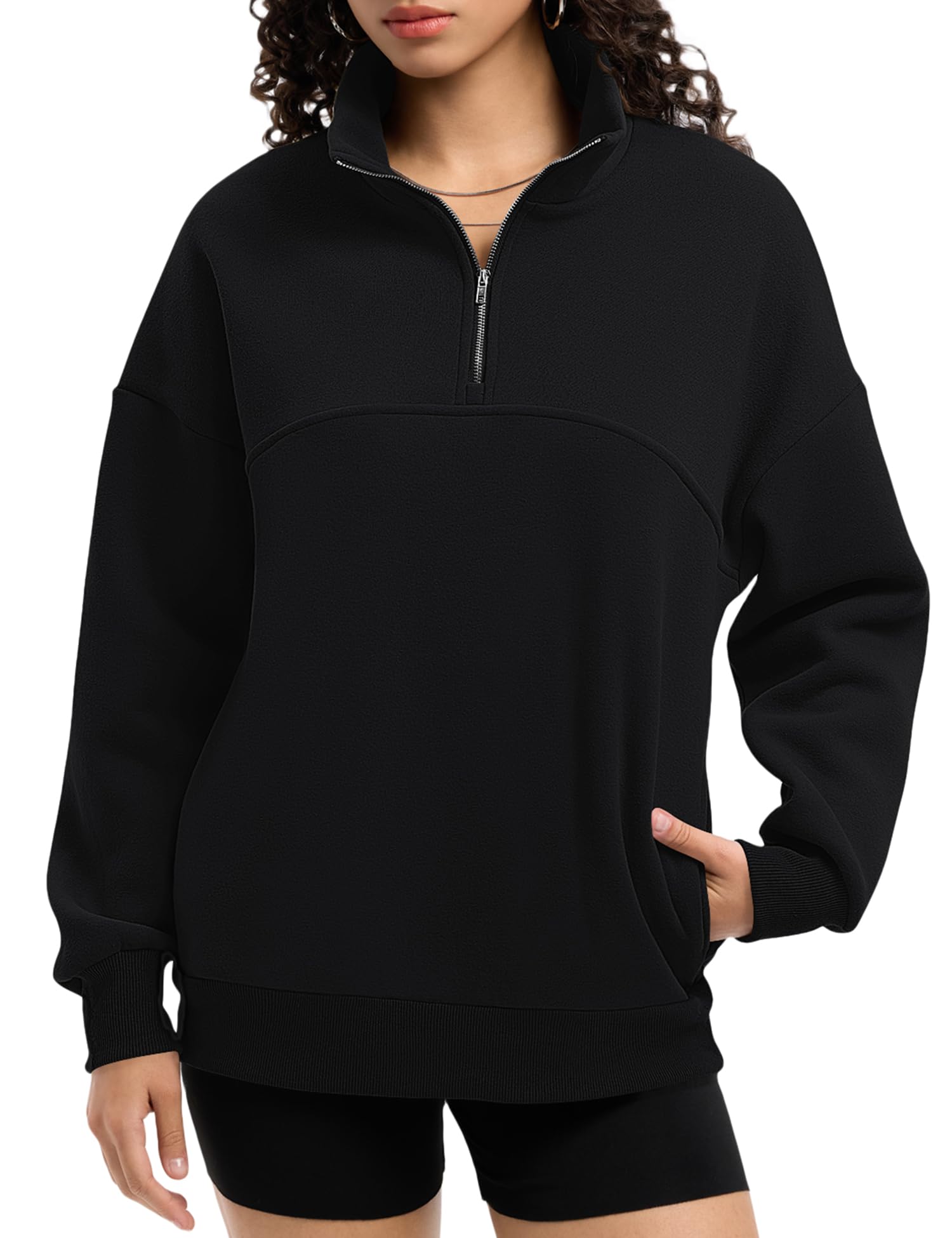 Rapbin Womens Sweatshirts Fleece Pullover Women Quarter Zipper Clothes