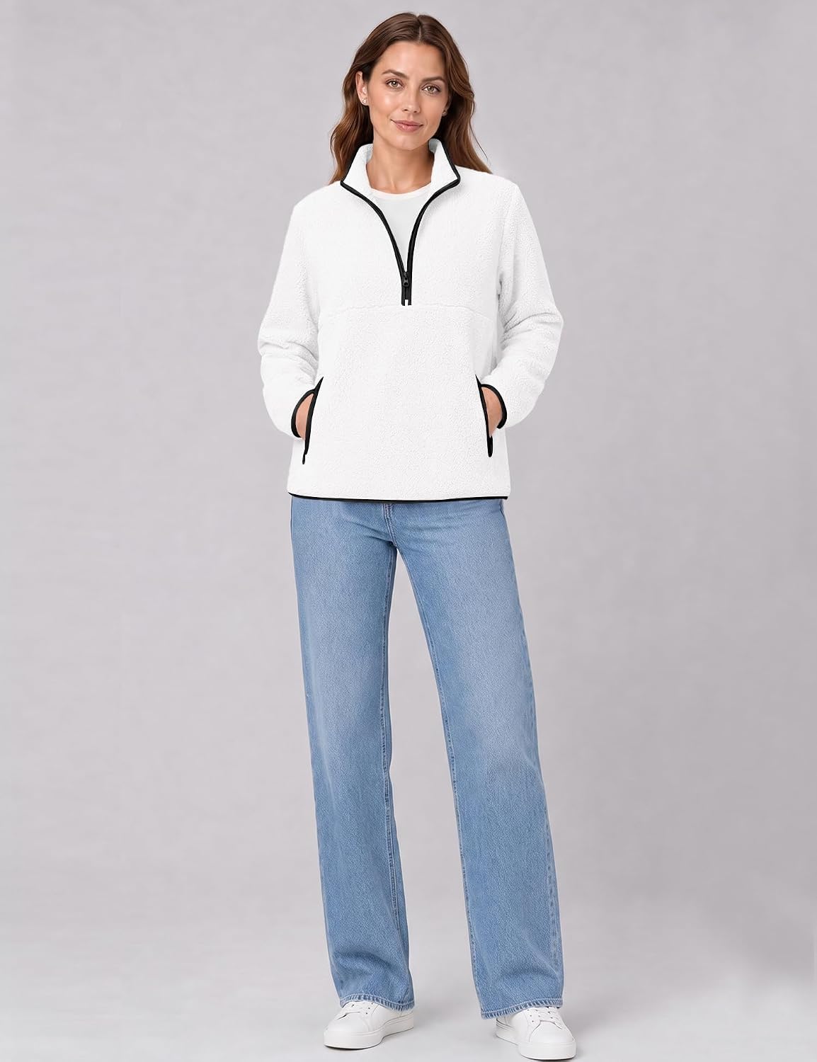 Rapbin Fleece Jacket Women Quarter Zip Pullover Sweatshirt 2026 Fall Winter
