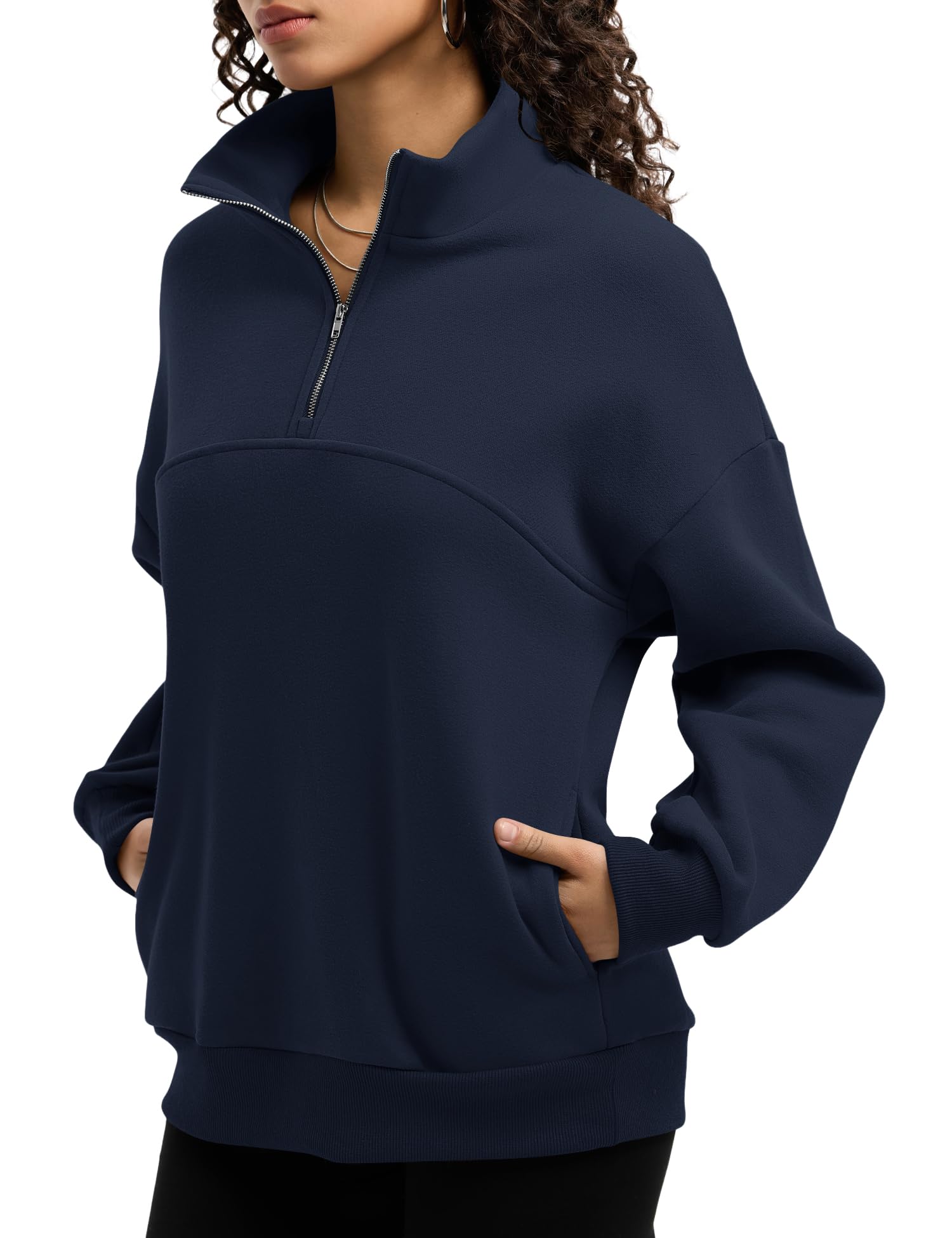 Rapbin Womens Sweatshirts Fleece Pullover Women Quarter Zipper Clothes