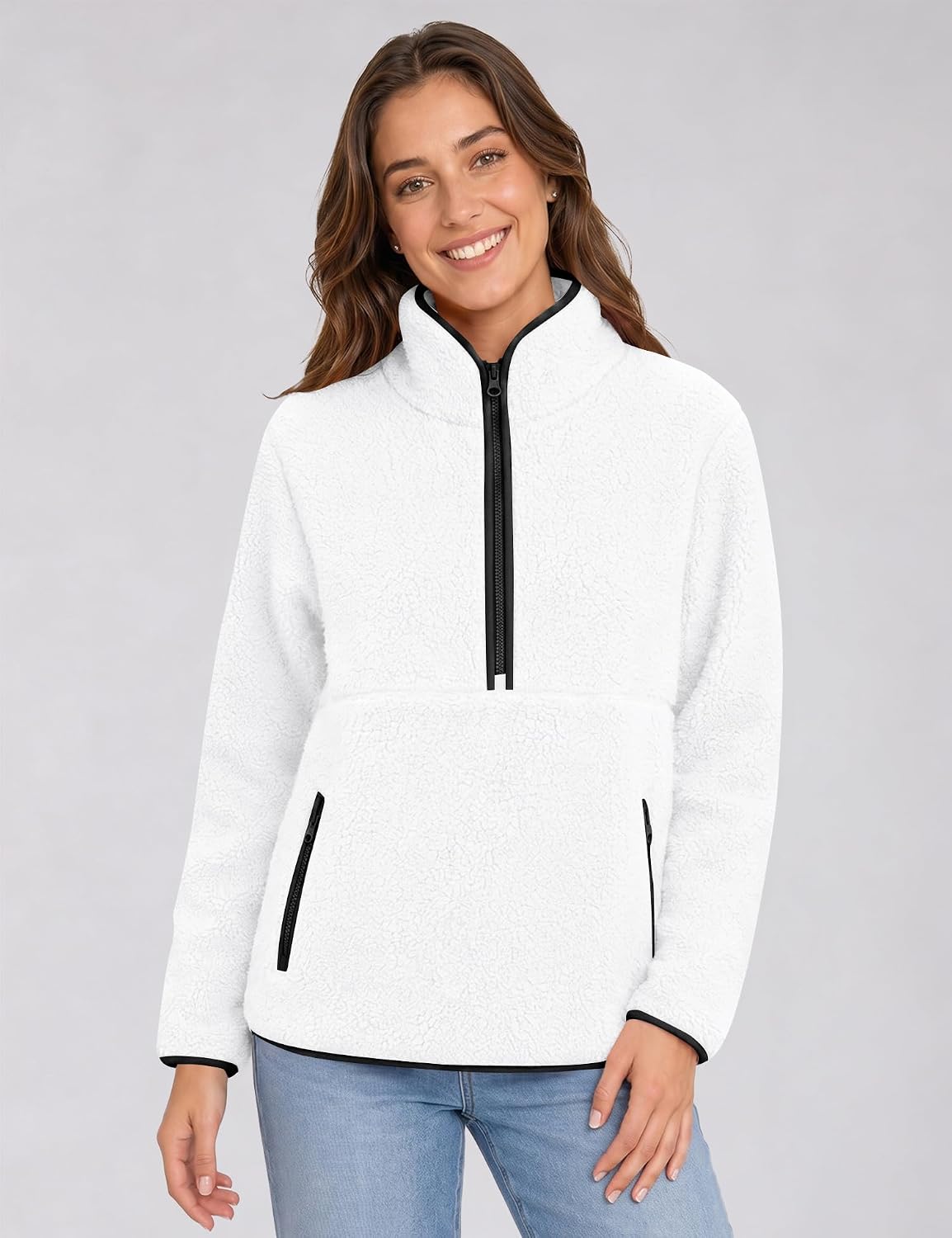 Rapbin Fleece Jacket Women Quarter Zip Pullover Sweatshirt 2026 Fall Winter