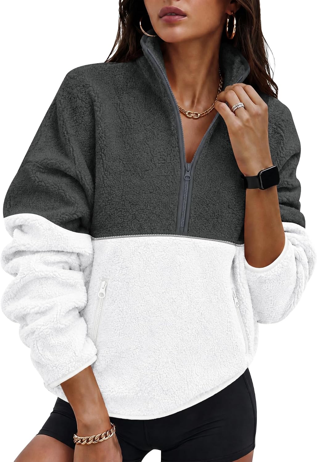 Rapbin Fleece Jacket Women Quarter Zip Pullover Sweatshirt 2026 Fall Winter