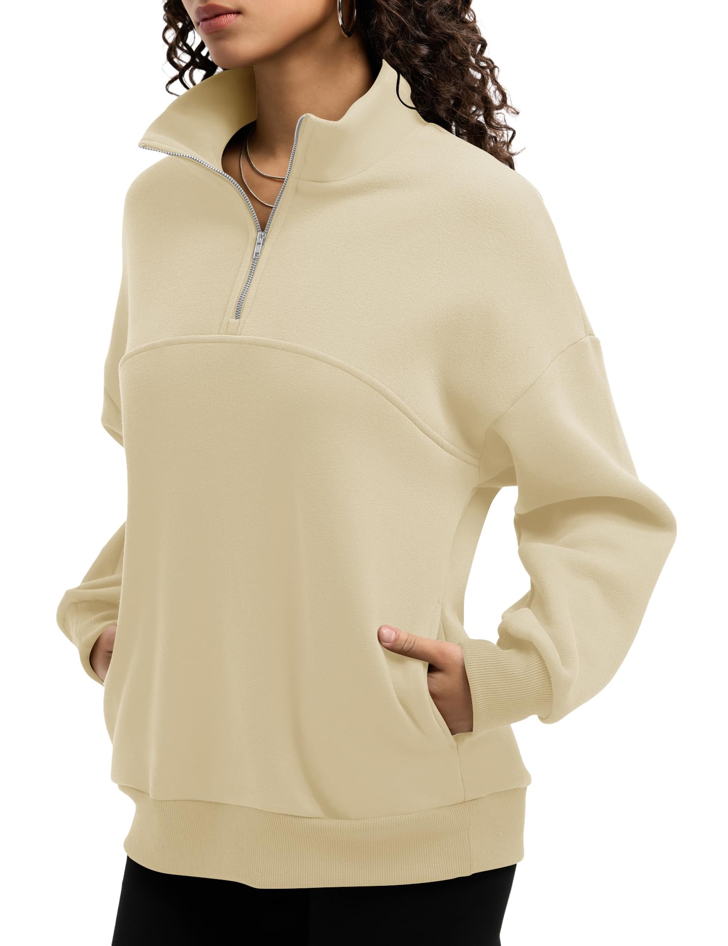 Rapbin Womens Sweatshirts Fleece Pullover Women Quarter Zipper Clothes