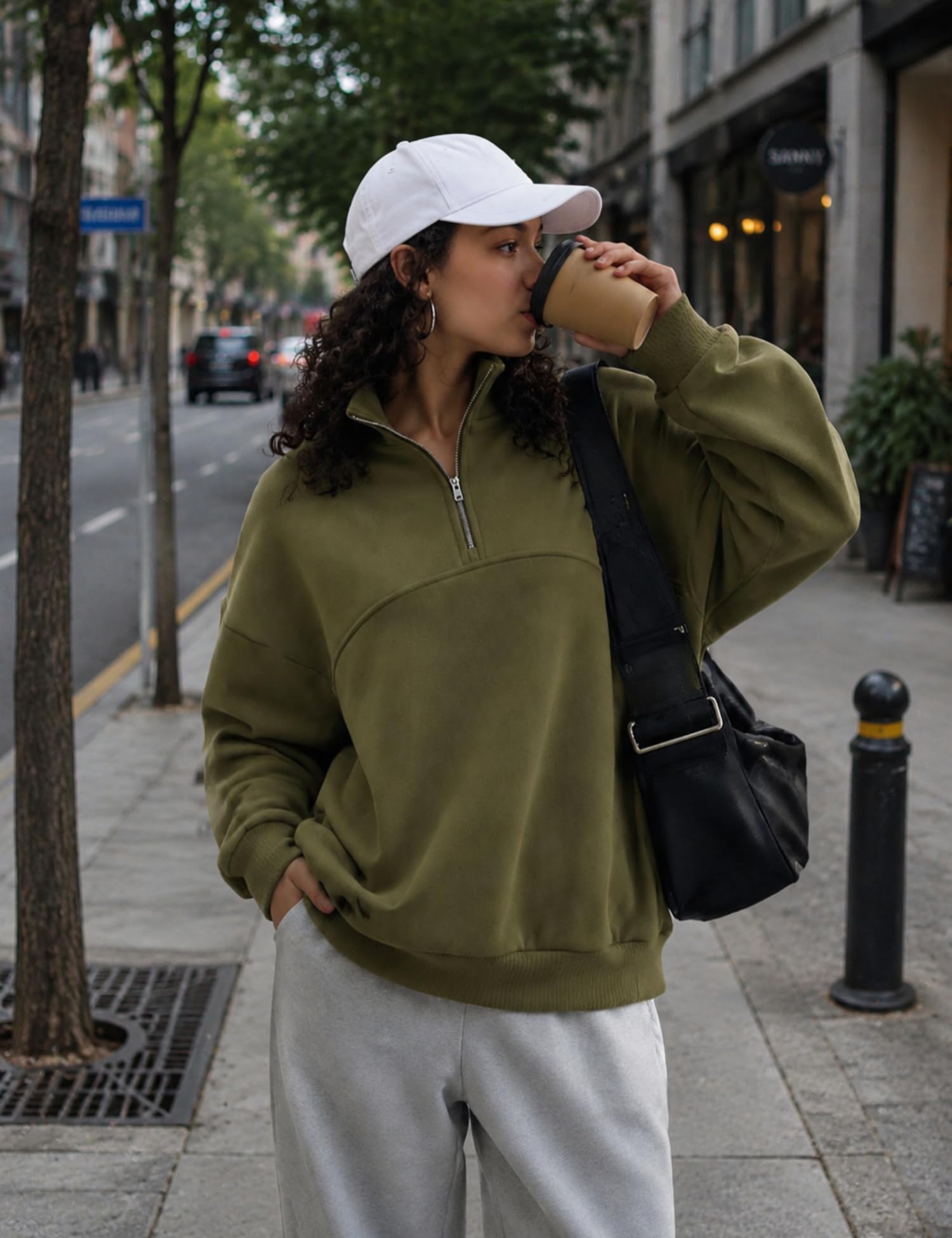 Rapbin Womens Sweatshirts Fleece Pullover Women Quarter Zipper Clothes