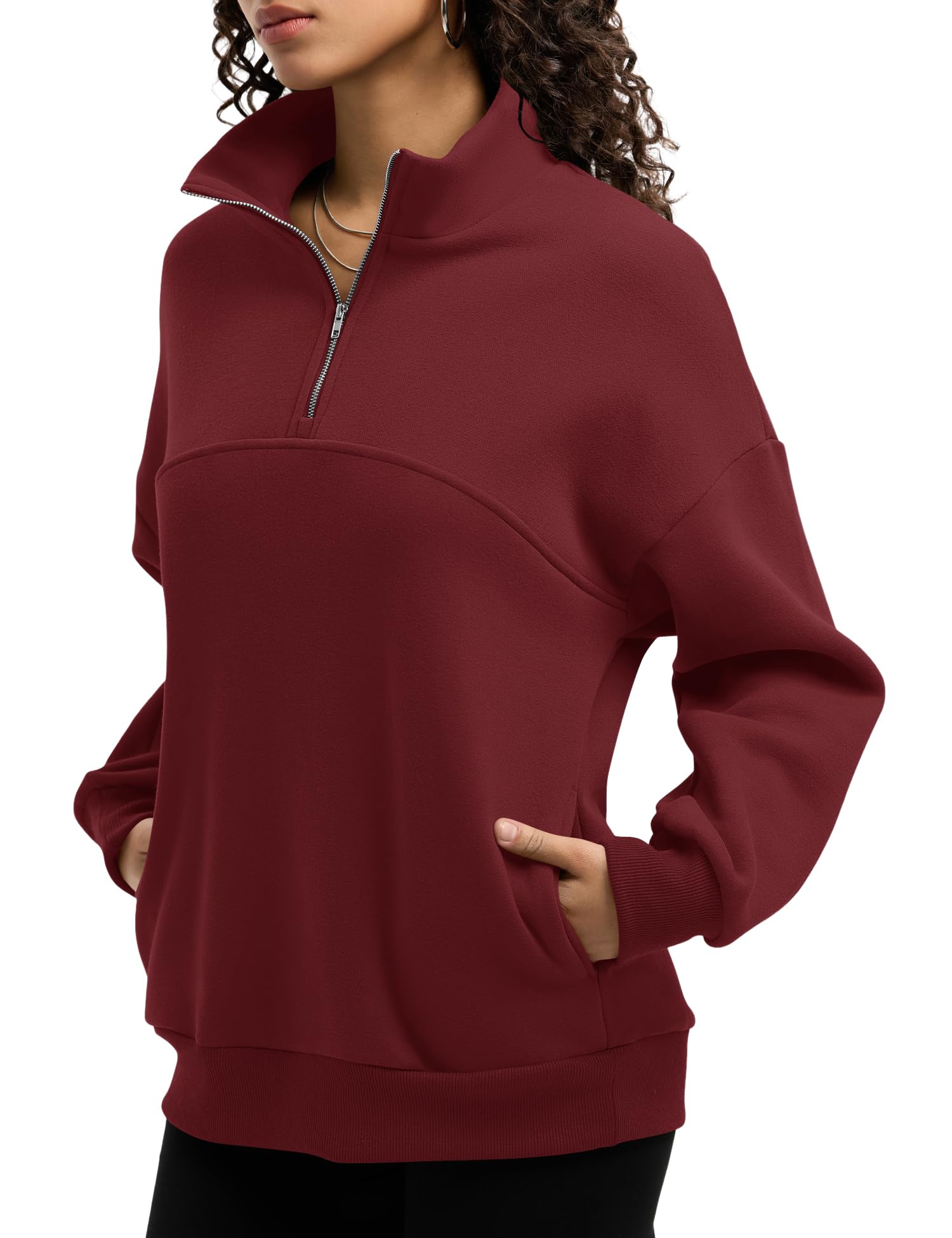 Rapbin Womens Sweatshirts Fleece Pullover Women Quarter Zipper Clothes