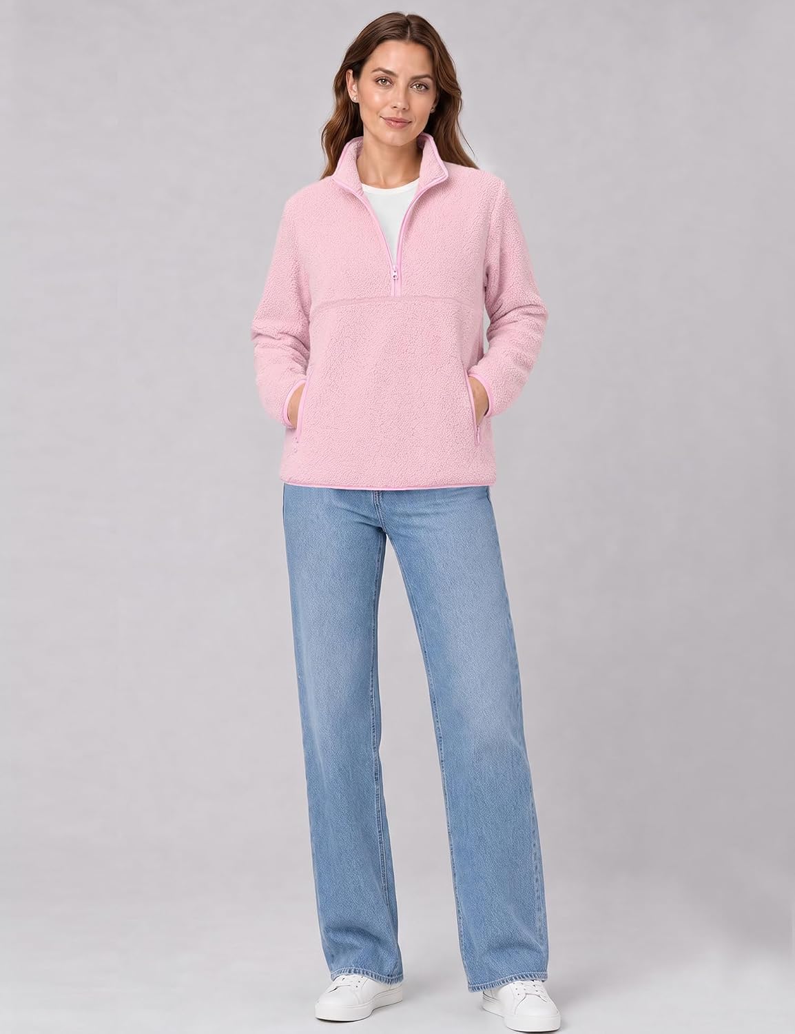Rapbin Fleece Jacket Women Quarter Zip Pullover Sweatshirt 2026 Fall Winter