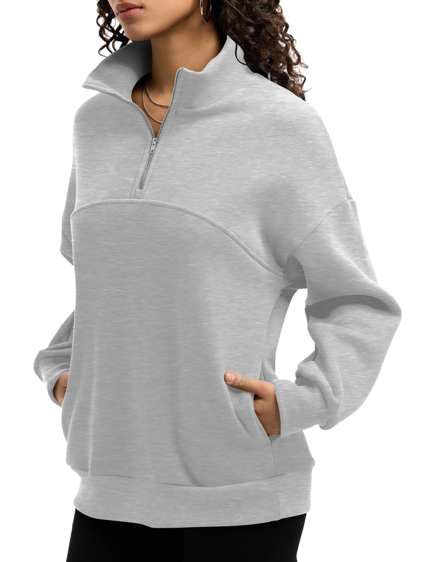 Rapbin Womens Sweatshirts Fleece Pullover Women Quarter Zipper Clothes