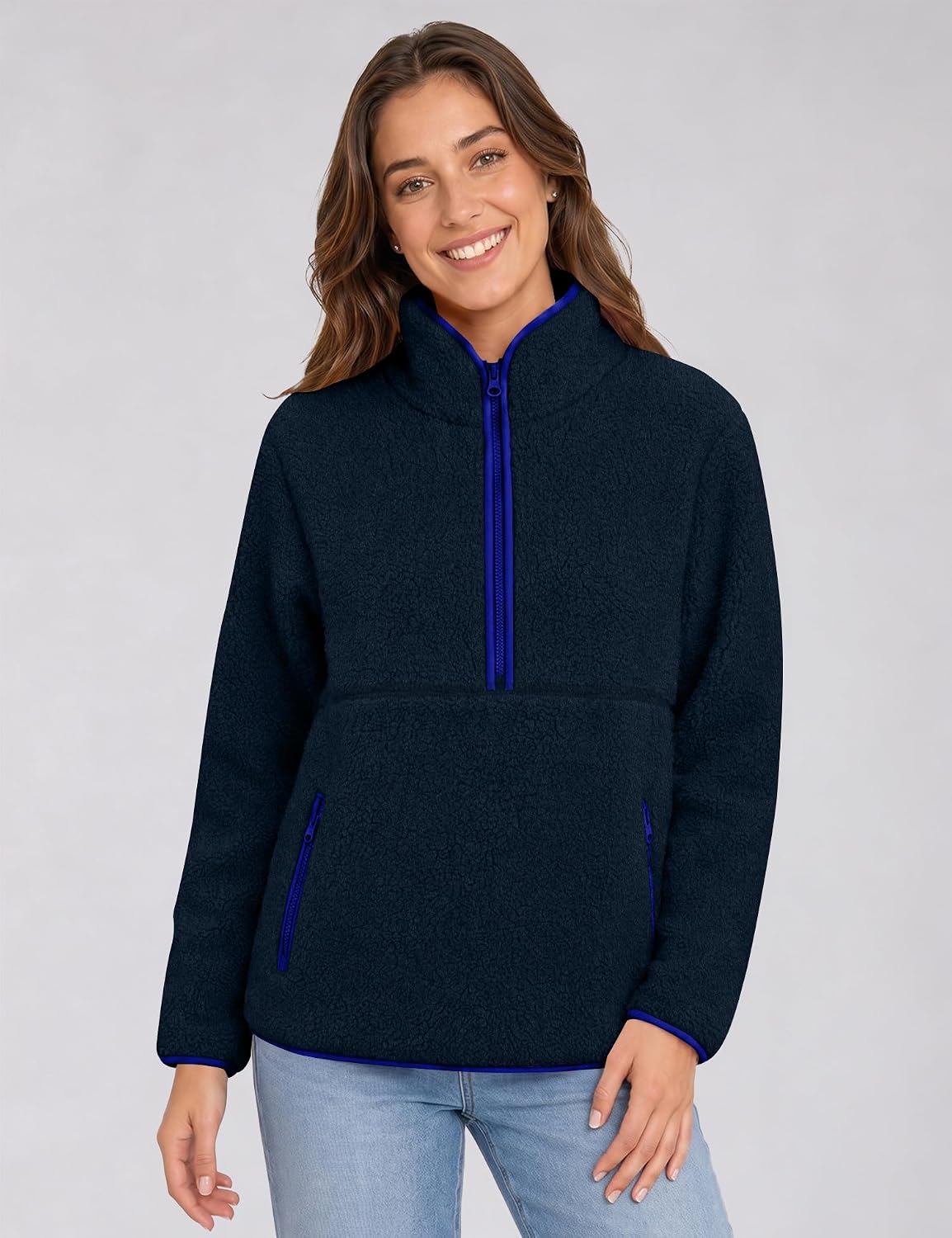 Rapbin Fleece Jacket Women Quarter Zip Pullover Sweatshirt 2026 Fall Winter