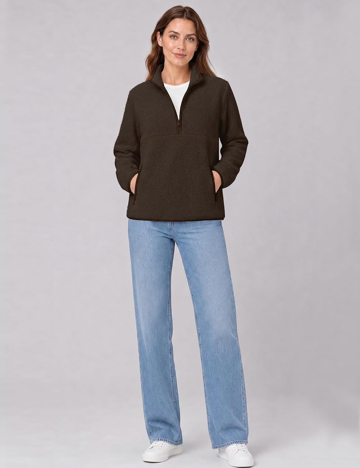 Rapbin Fleece Jacket Women Quarter Zip Pullover Sweatshirt 2026 Fall Winter