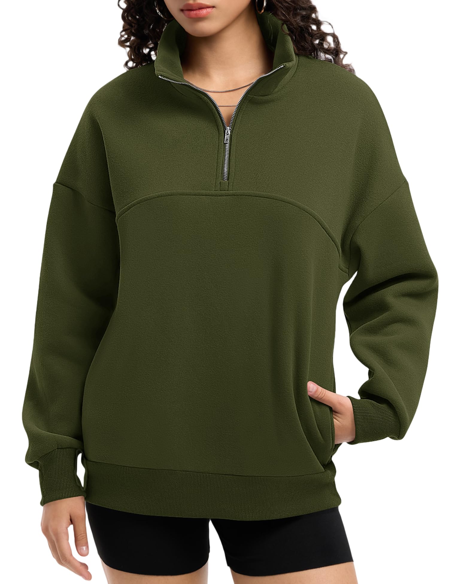 Rapbin Womens Sweatshirts Fleece Pullover Women Quarter Zipper Clothes