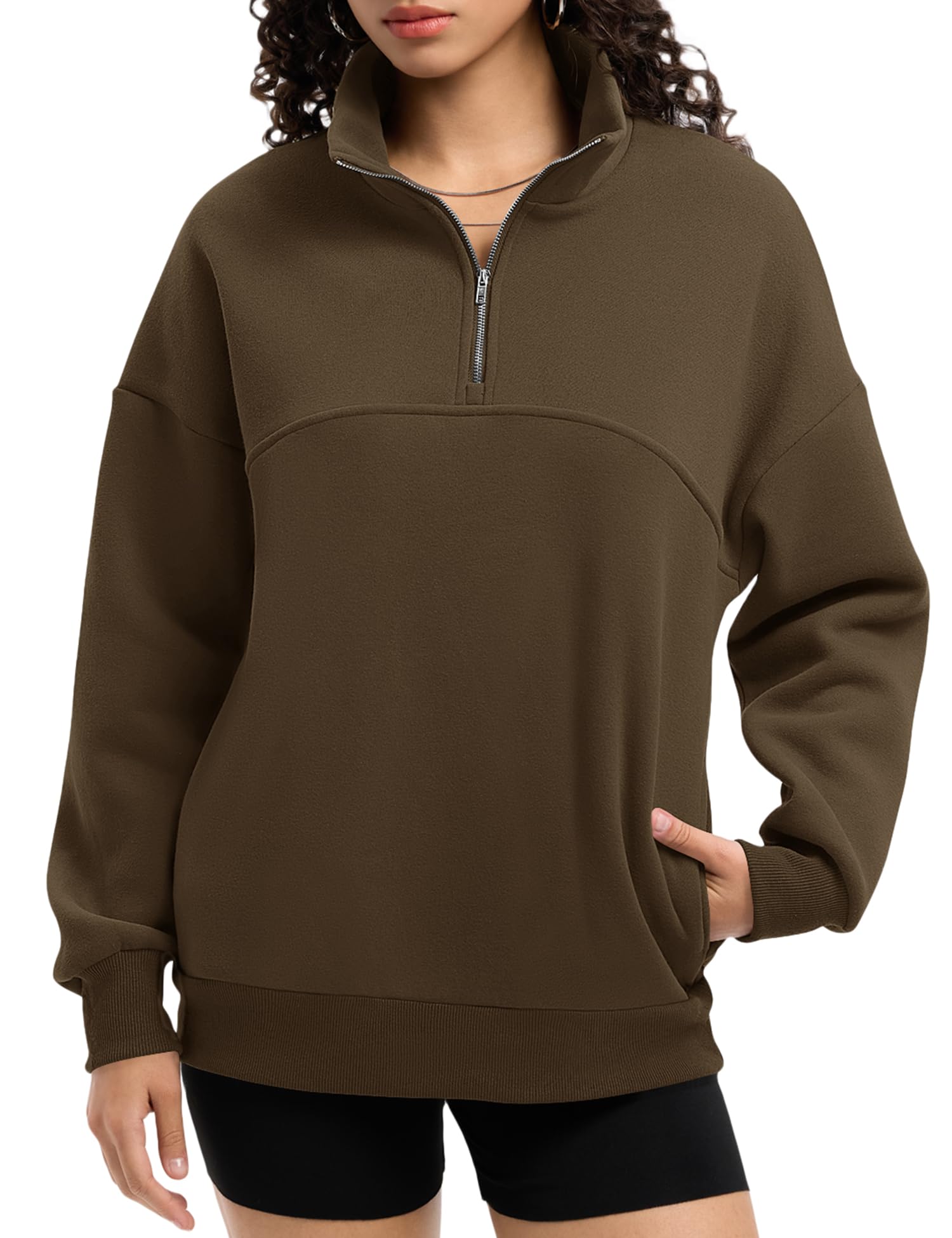 Rapbin Womens Sweatshirts Fleece Pullover Women Quarter Zipper Clothes