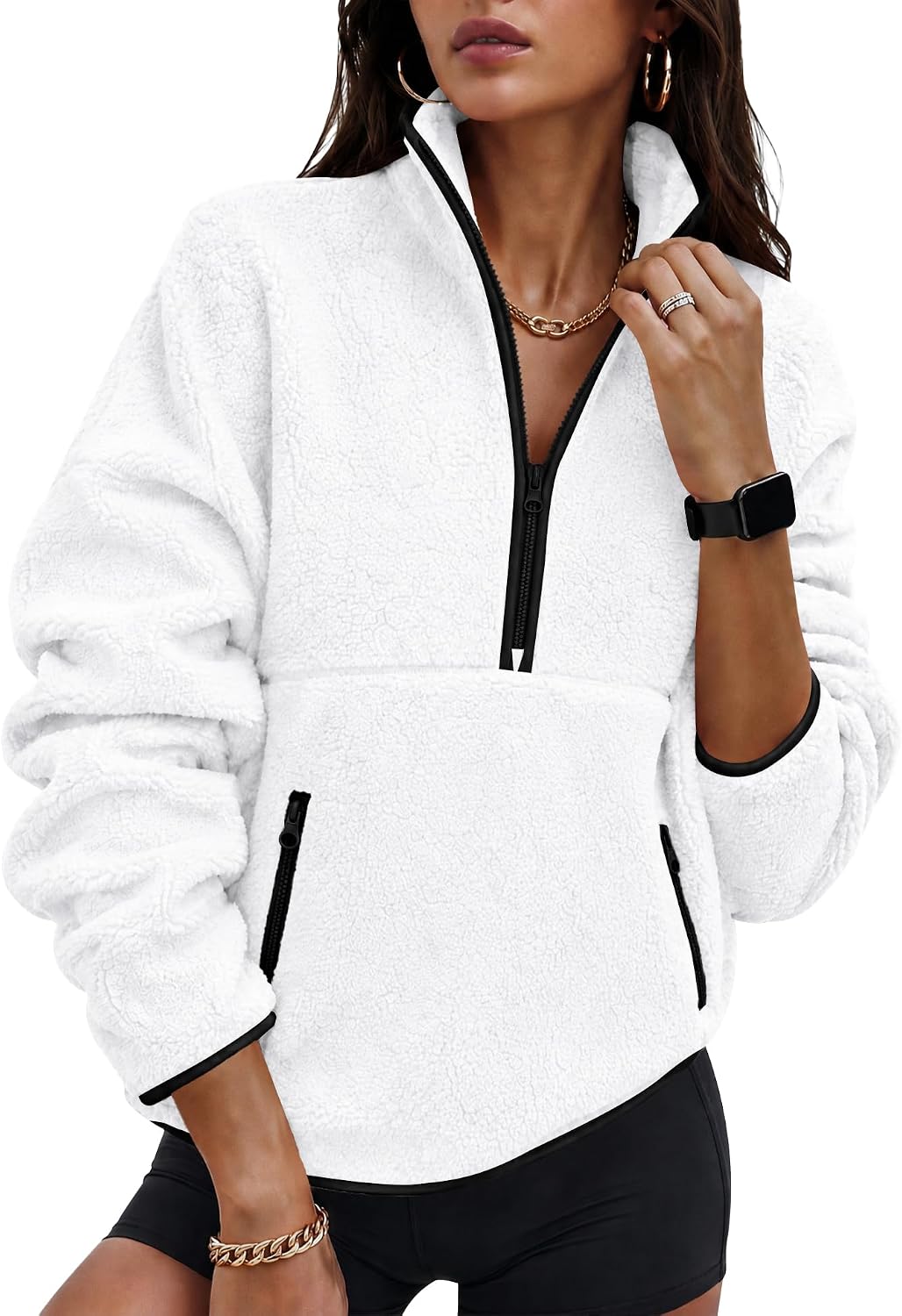 Rapbin Fleece Jacket Women Quarter Zip Pullover Sweatshirt 2026 Fall Winter
