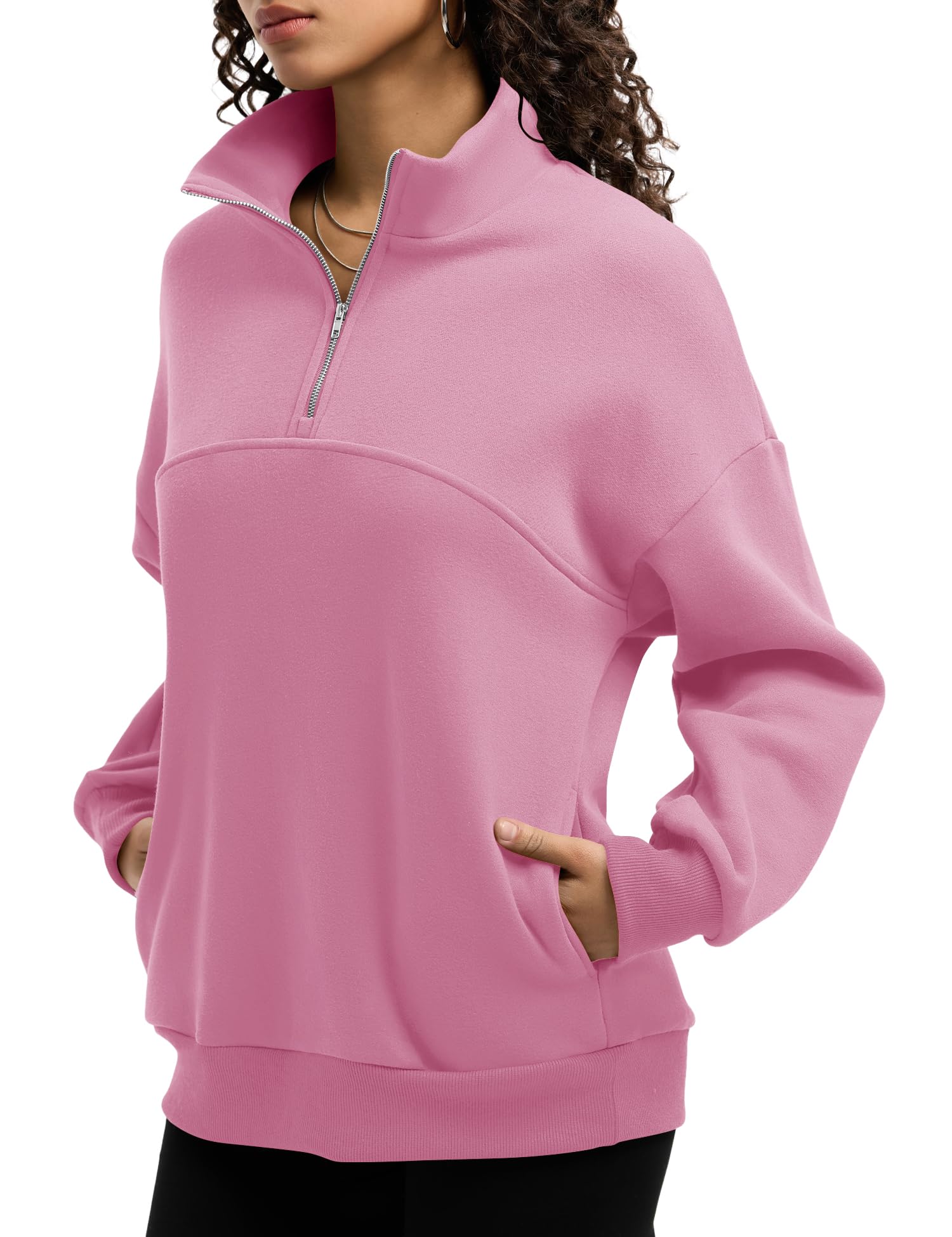 Rapbin Womens Sweatshirts Fleece Pullover Women Quarter Zipper Clothes