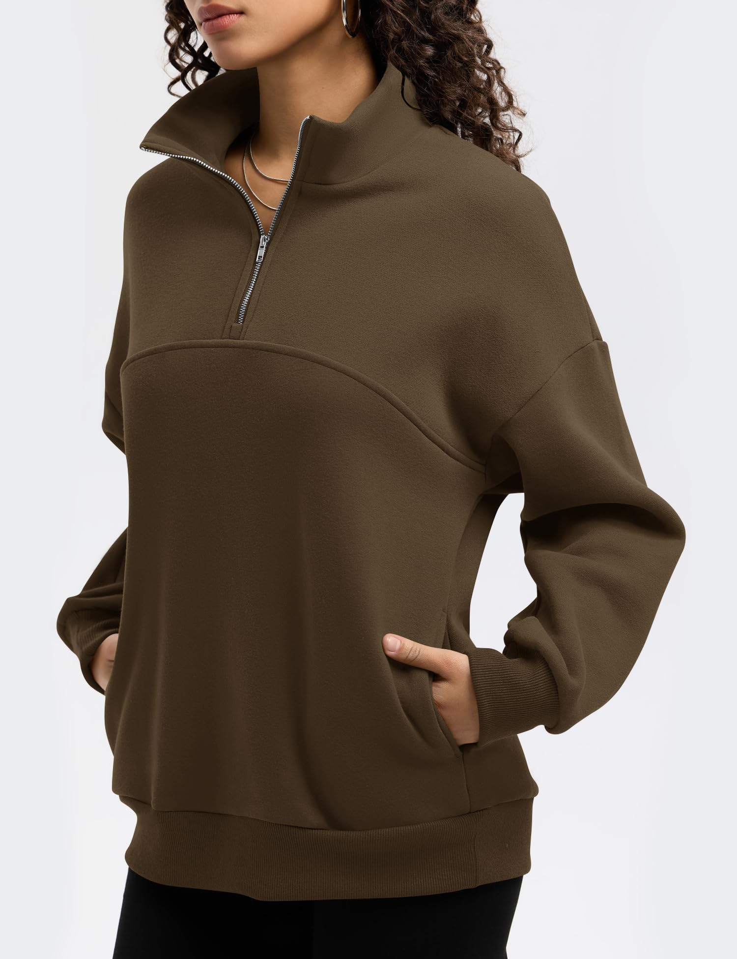 Rapbin Womens Sweatshirts Fleece Pullover Women Quarter Zipper Clothes