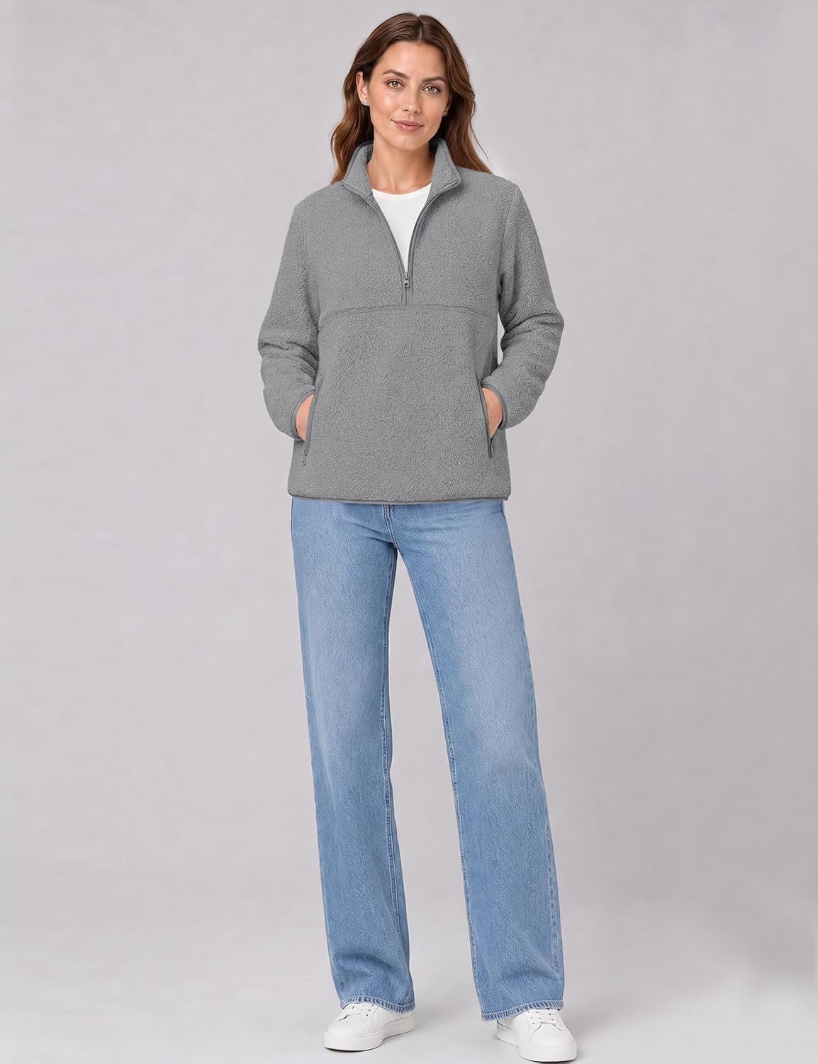 Rapbin Fleece Jacket Women Quarter Zip Pullover Sweatshirt 2026 Fall Winter