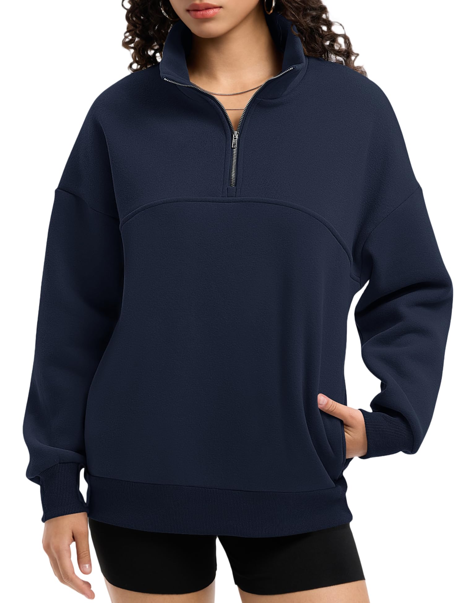 Rapbin Womens Sweatshirts Fleece Pullover Women Quarter Zipper Clothes