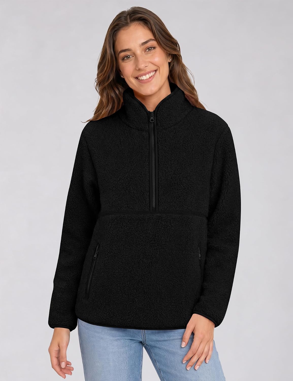 Rapbin Fleece Jacket Women Quarter Zip Pullover Sweatshirt 2026 Fall Winter