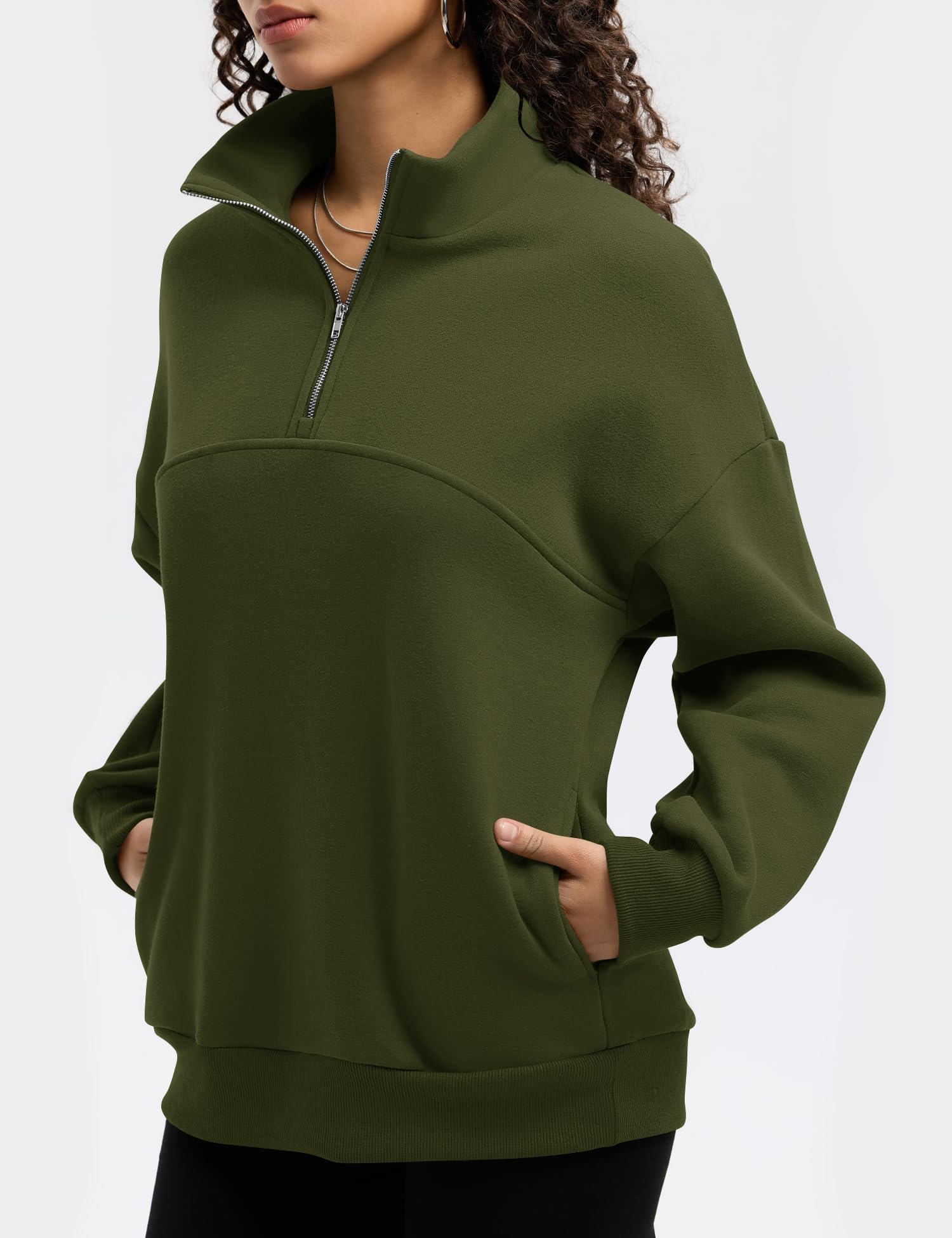 Rapbin Womens Sweatshirts Fleece Pullover Women Quarter Zipper Clothes