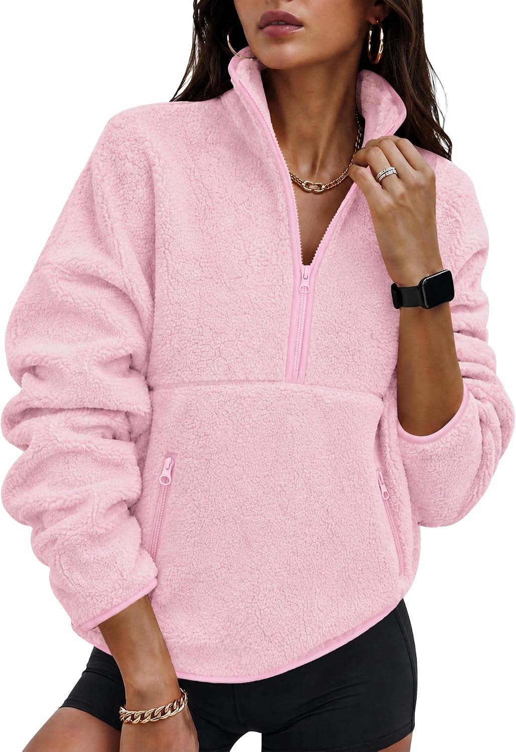 Rapbin Fleece Jacket Women Quarter Zip Pullover Sweatshirt 2026 Fall Winter