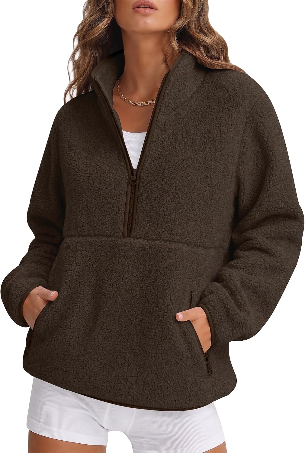 Rapbin Fleece Jacket Women Quarter Zip Pullover Sweatshirt 2026 Fall Winter