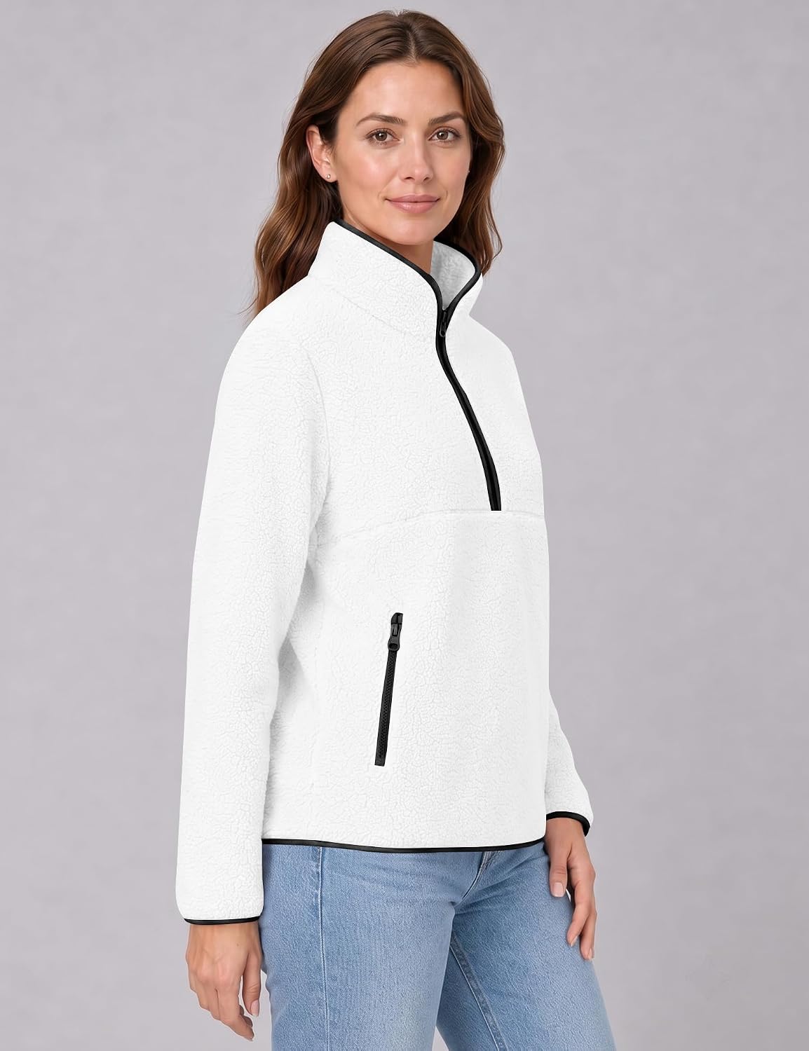 Rapbin Fleece Jacket Women Quarter Zip Pullover Sweatshirt 2026 Fall Winter