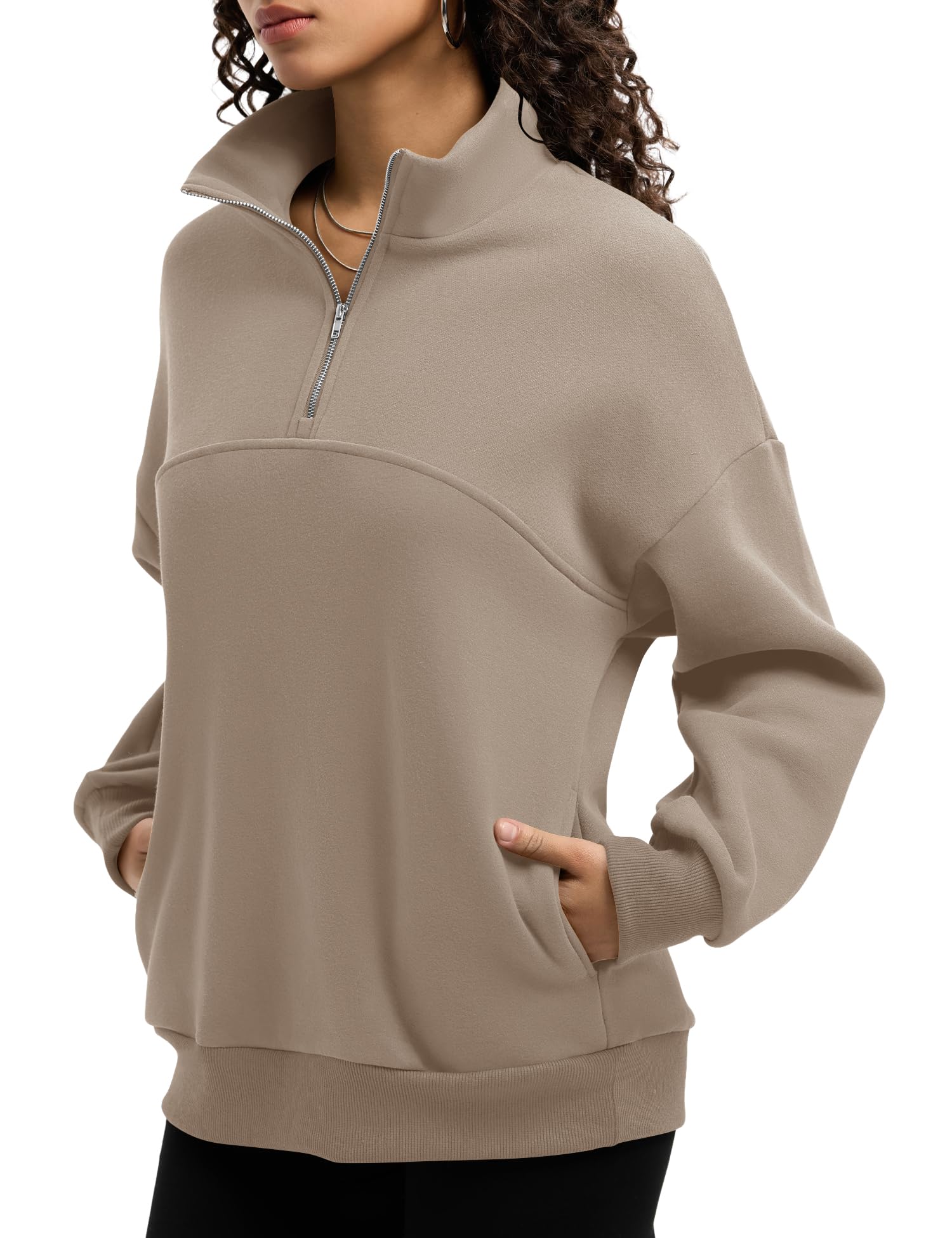 Rapbin Womens Sweatshirts Fleece Pullover Women Quarter Zipper Clothes