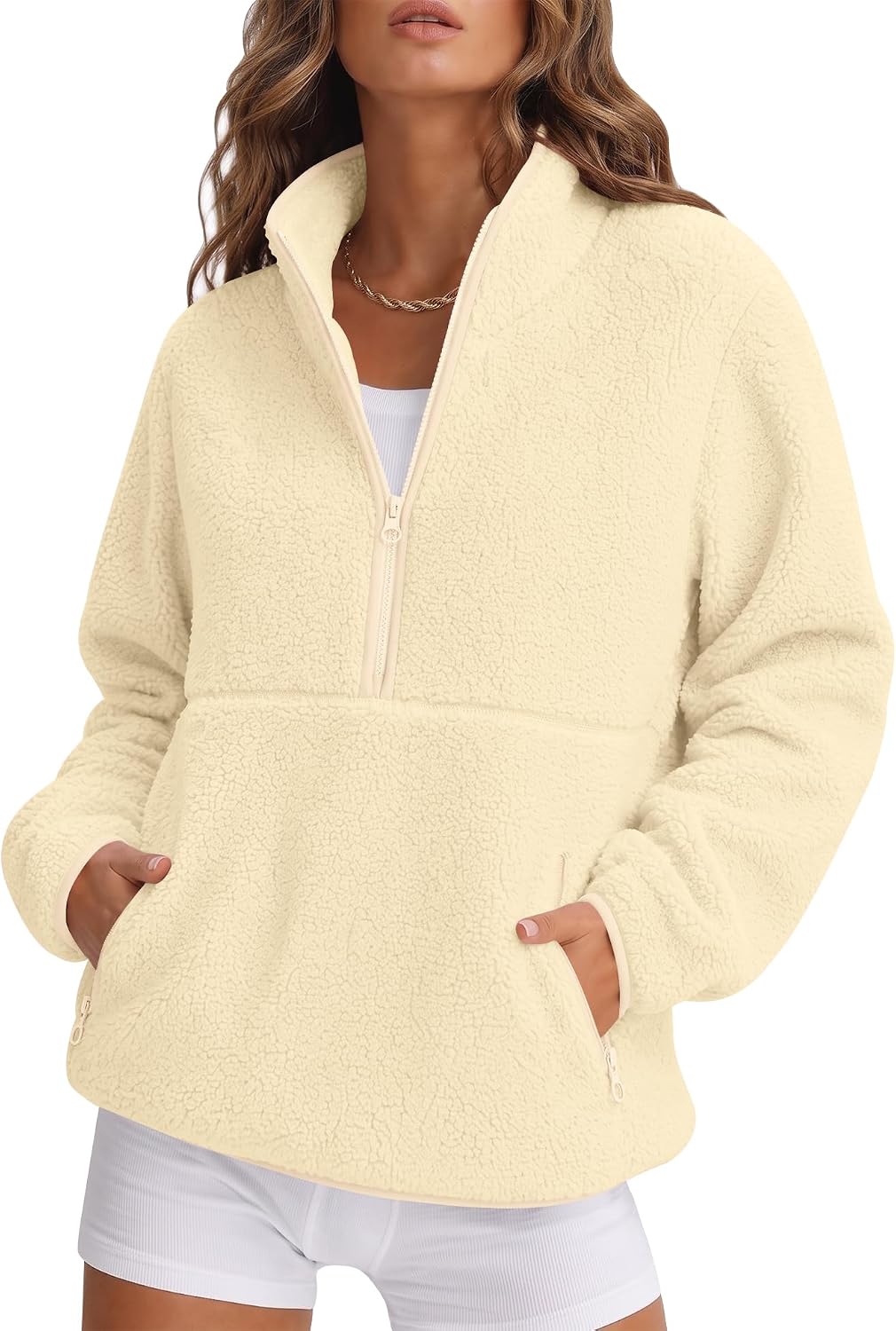 Rapbin Fleece Jacket Women Quarter Zip Pullover Sweatshirt 2026 Fall Winter