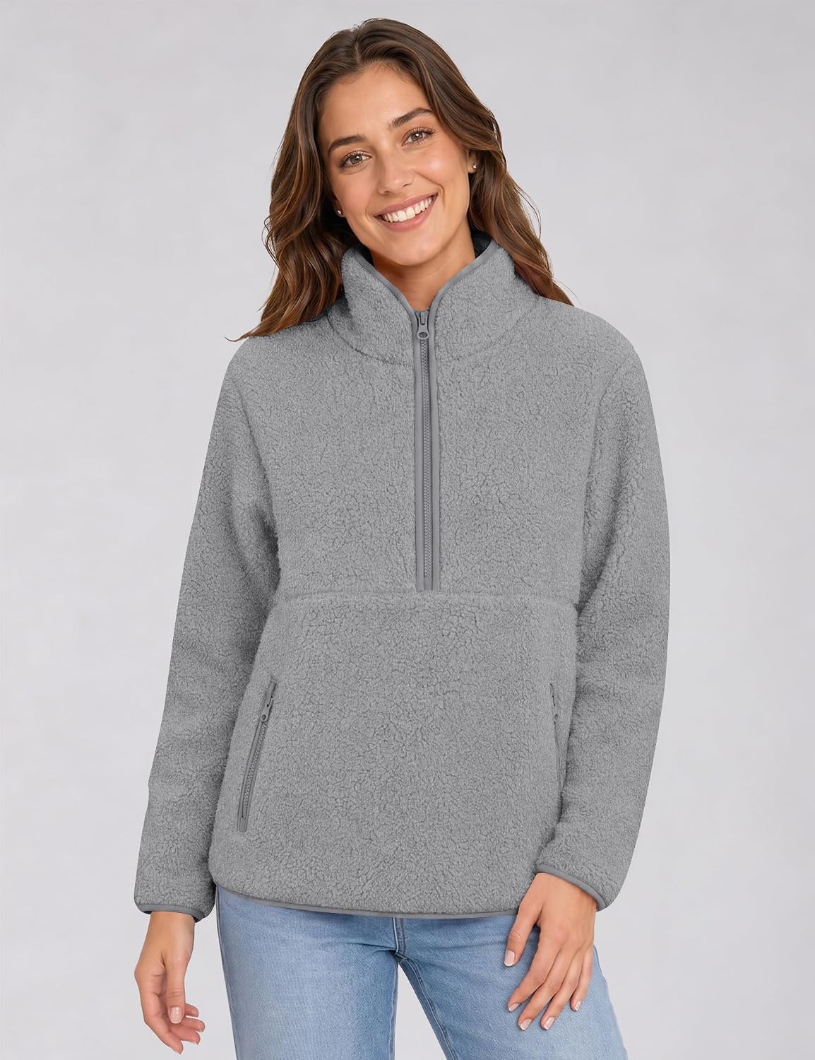 Rapbin Fleece Jacket Women Quarter Zip Pullover Sweatshirt 2026 Fall Winter