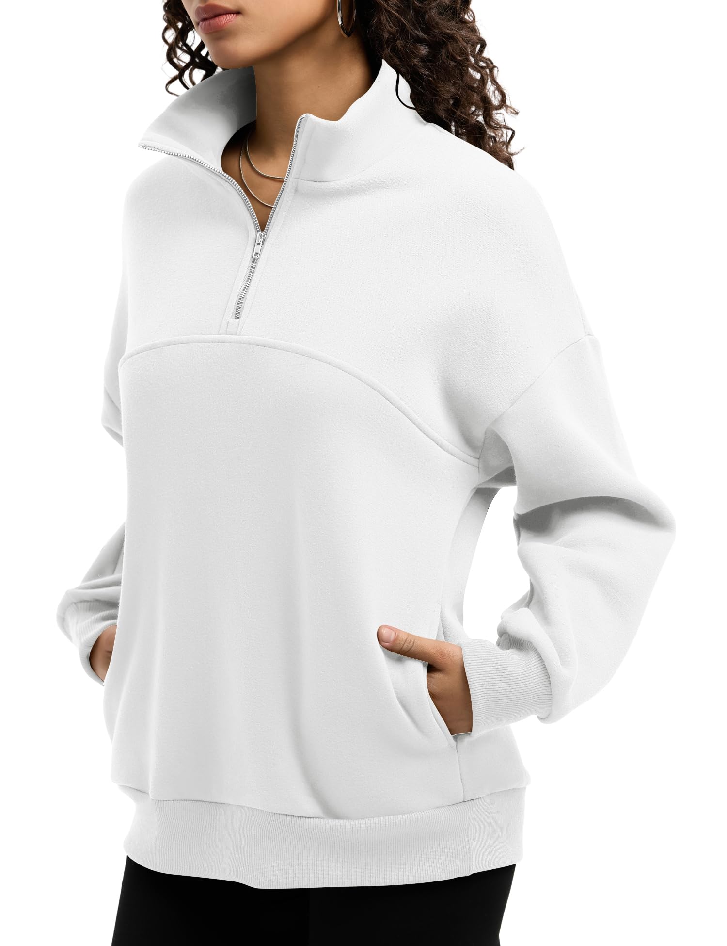 Rapbin Womens Sweatshirts Fleece Pullover Women Quarter Zipper Clothes