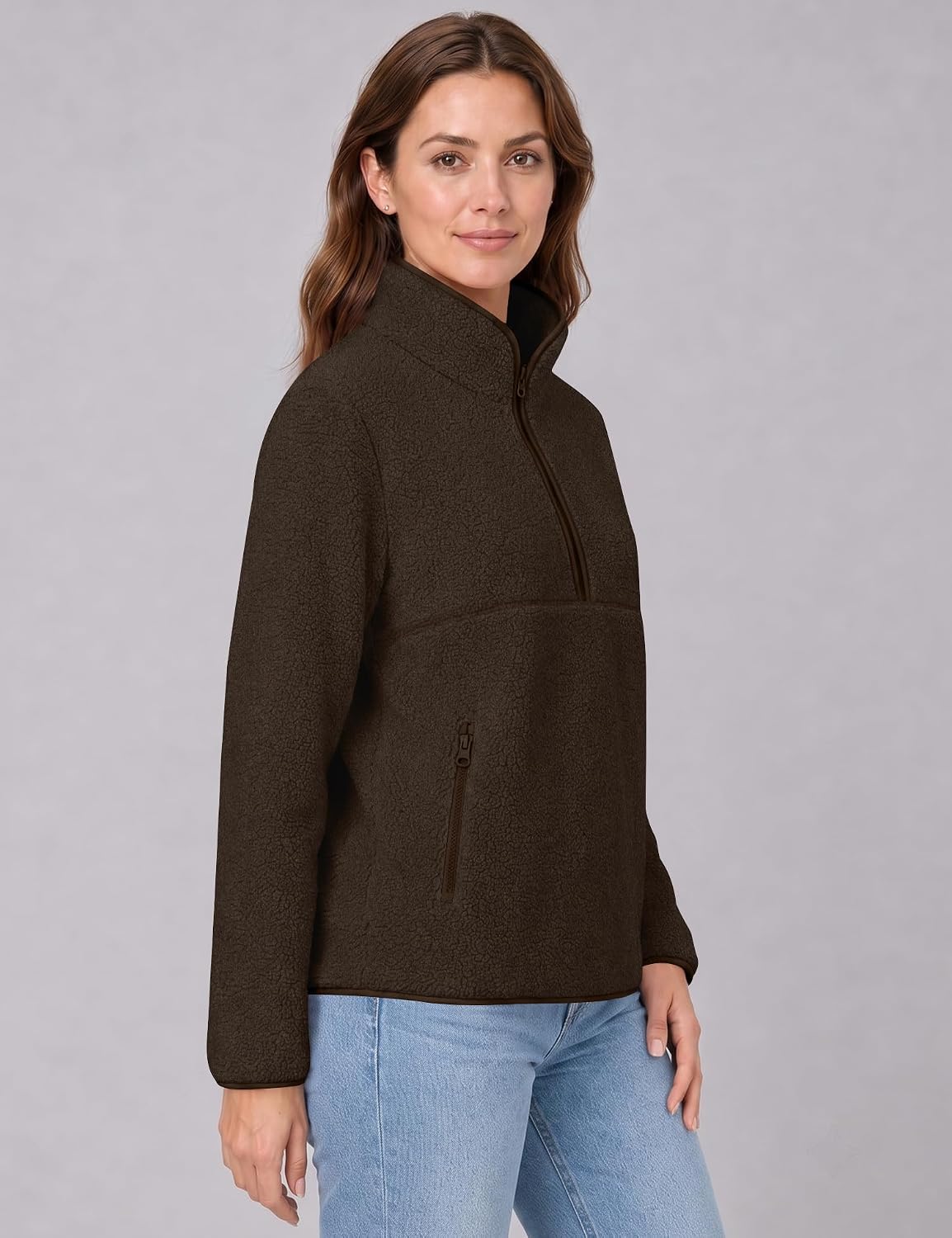 Rapbin Fleece Jacket Women Quarter Zip Pullover Sweatshirt 2026 Fall Winter