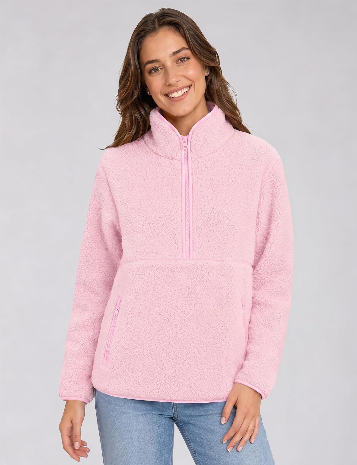 Rapbin Fleece Jacket Women Quarter Zip Pullover Sweatshirt 2026 Fall Winter