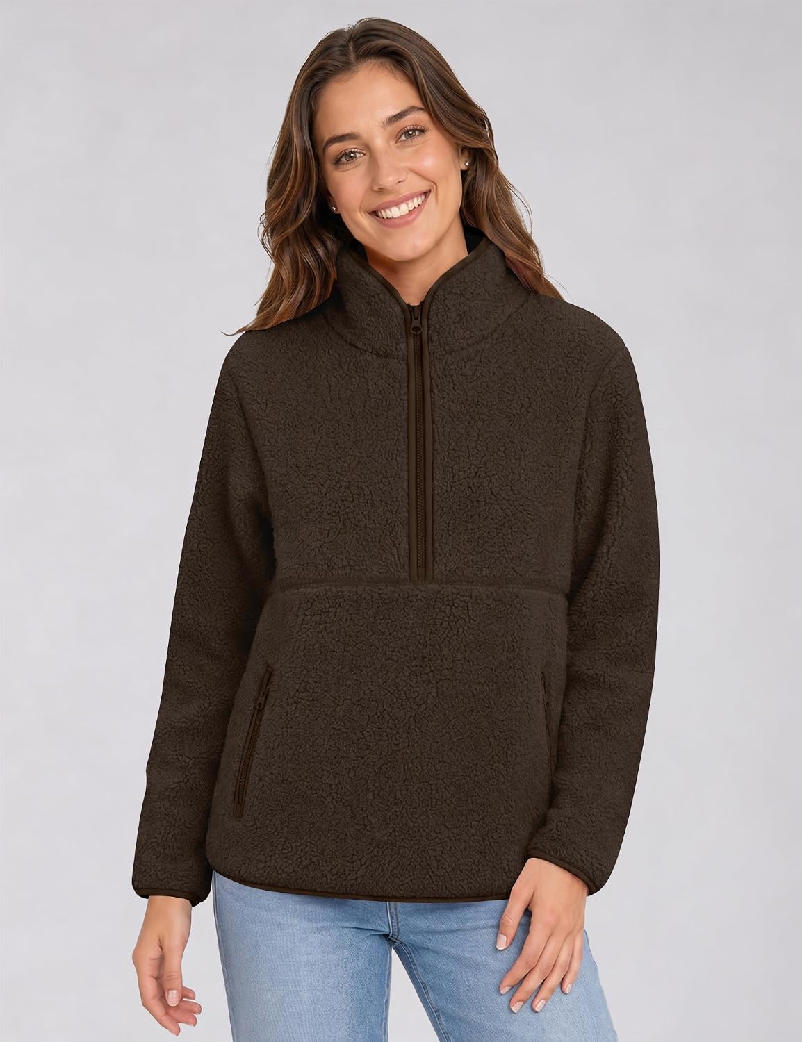 Rapbin Fleece Jacket Women Quarter Zip Pullover Sweatshirt 2026 Fall Winter
