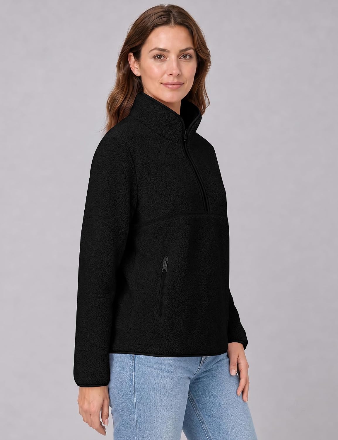 Rapbin Fleece Jacket Women Quarter Zip Pullover Sweatshirt 2026 Fall Winter