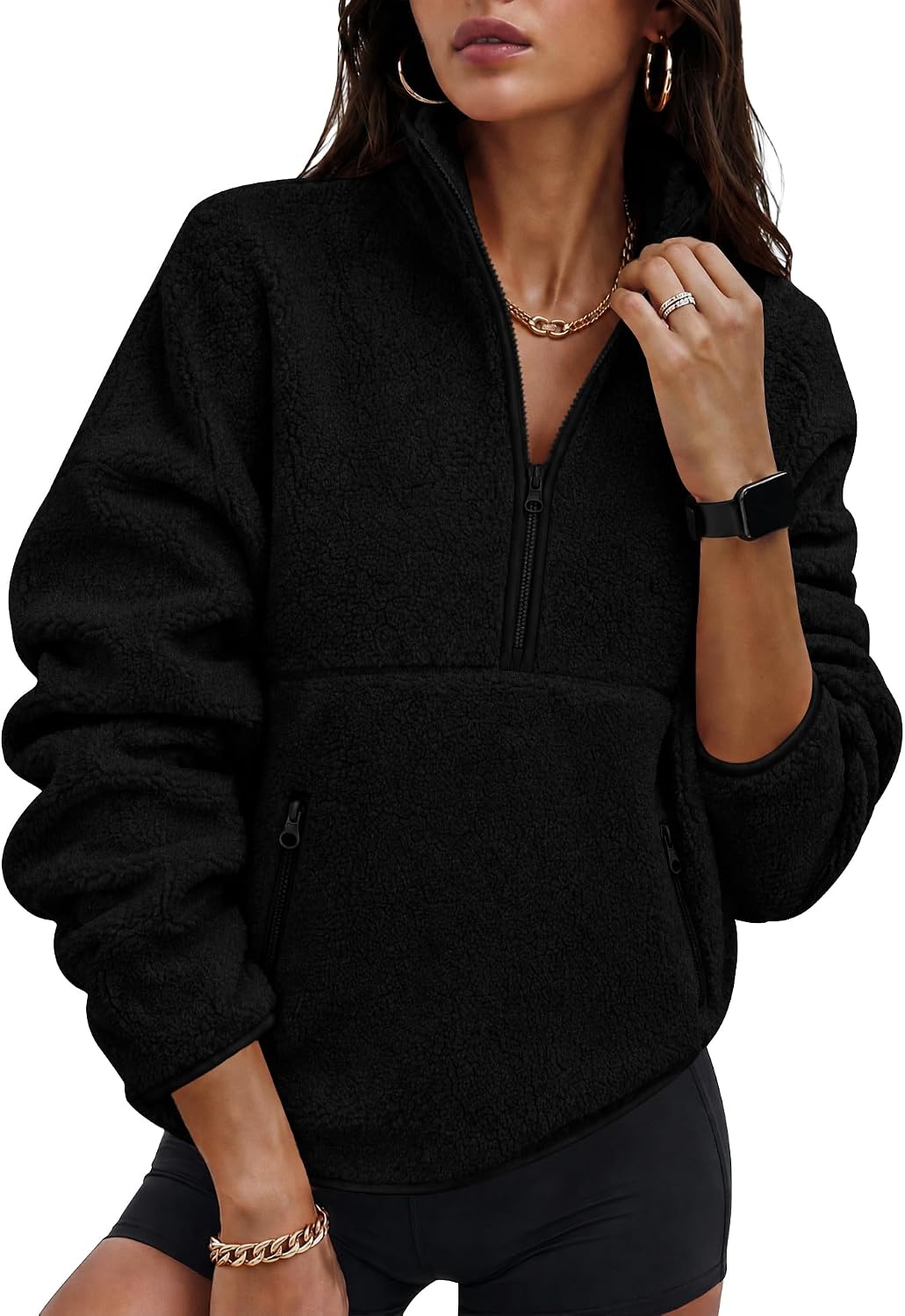 Rapbin Fleece Jacket Women Quarter Zip Pullover Sweatshirt 2026 Fall Winter