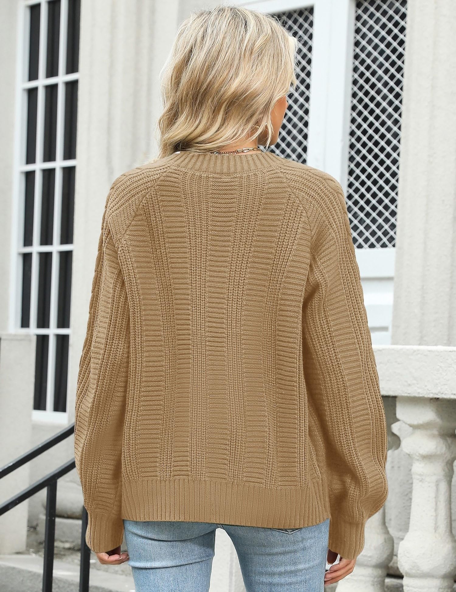 Rapbin Women's Cable Knit Cardigan Open Front Sweater Casual Long Sleeve Button Coats Outerwear
