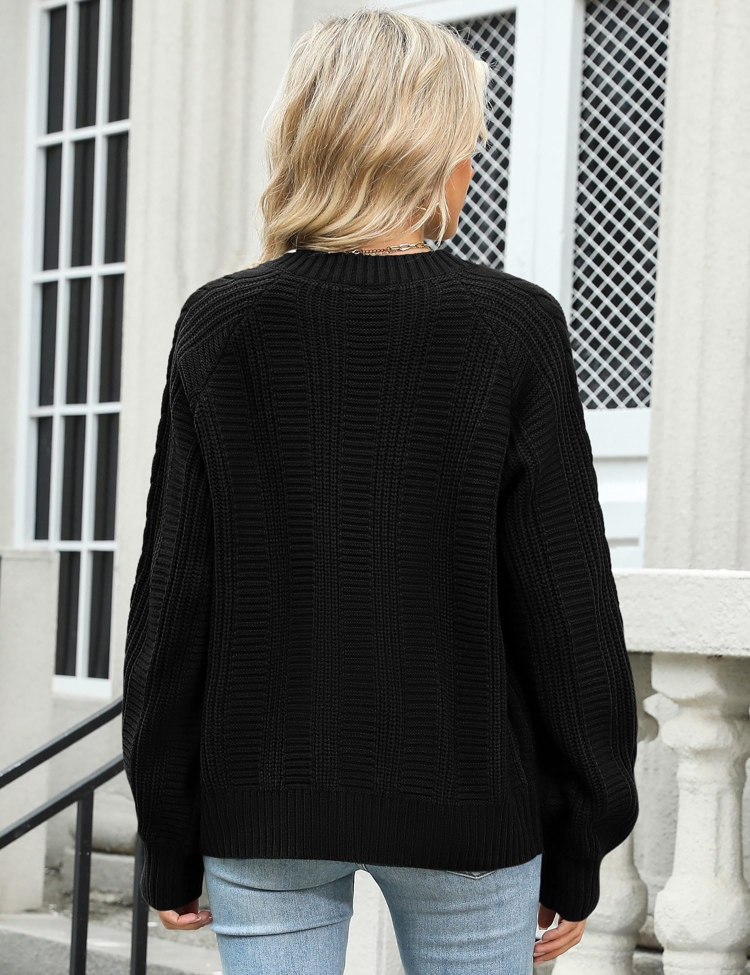 Rapbin Women's Cable Knit Cardigan Open Front Sweater Casual Long Sleeve Button Coats Outerwear