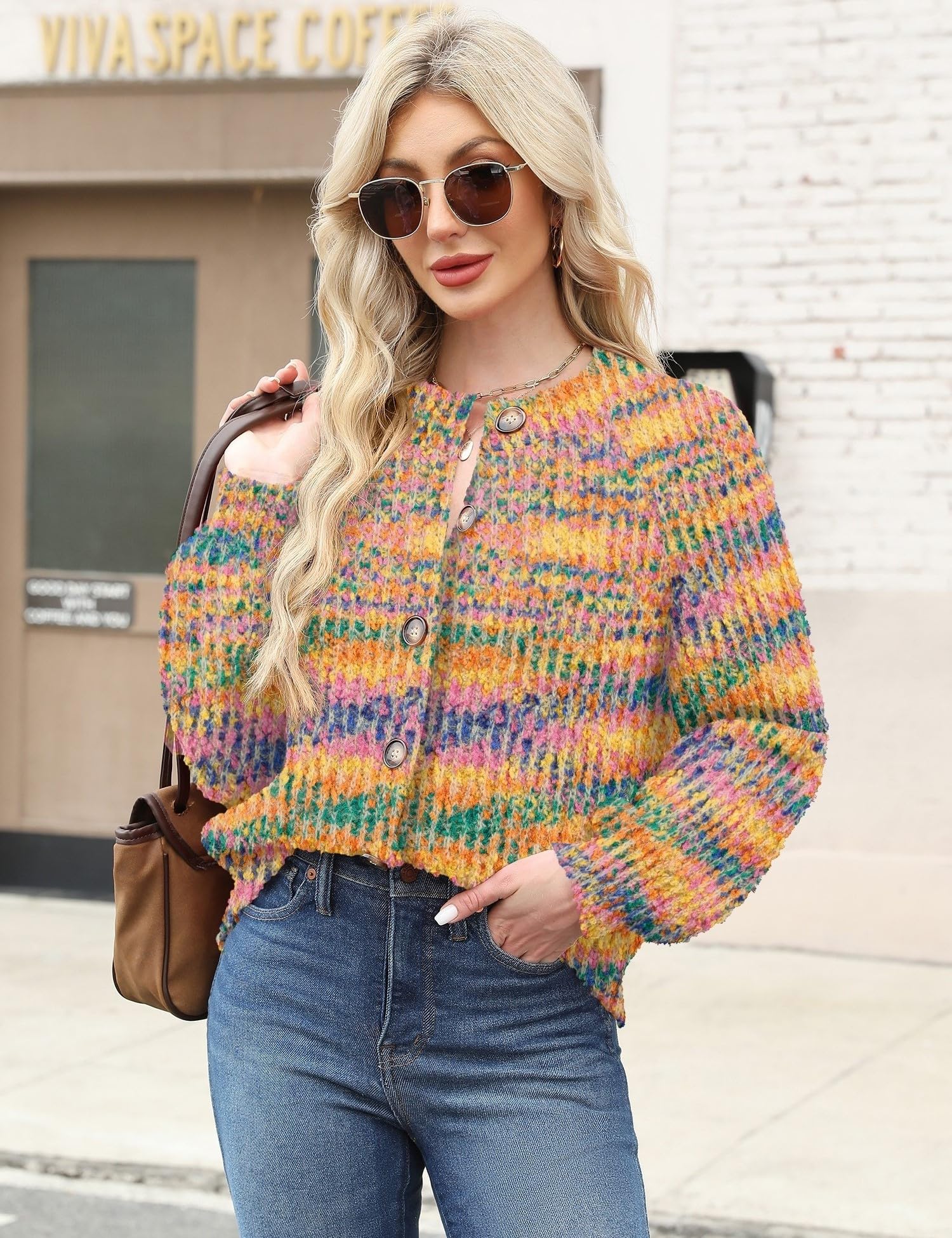 Rapbin Women's Cable Knit Cardigan Open Front Sweater Casual Long Sleeve Button Coats Outerwear
