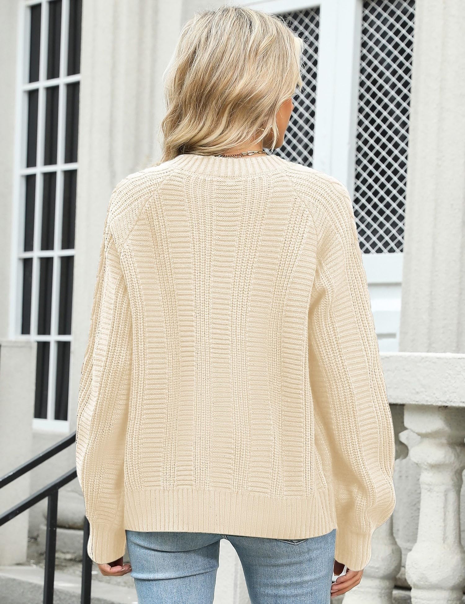 Rapbin Women's Cable Knit Cardigan Open Front Sweater Casual Long Sleeve Button Coats Outerwear