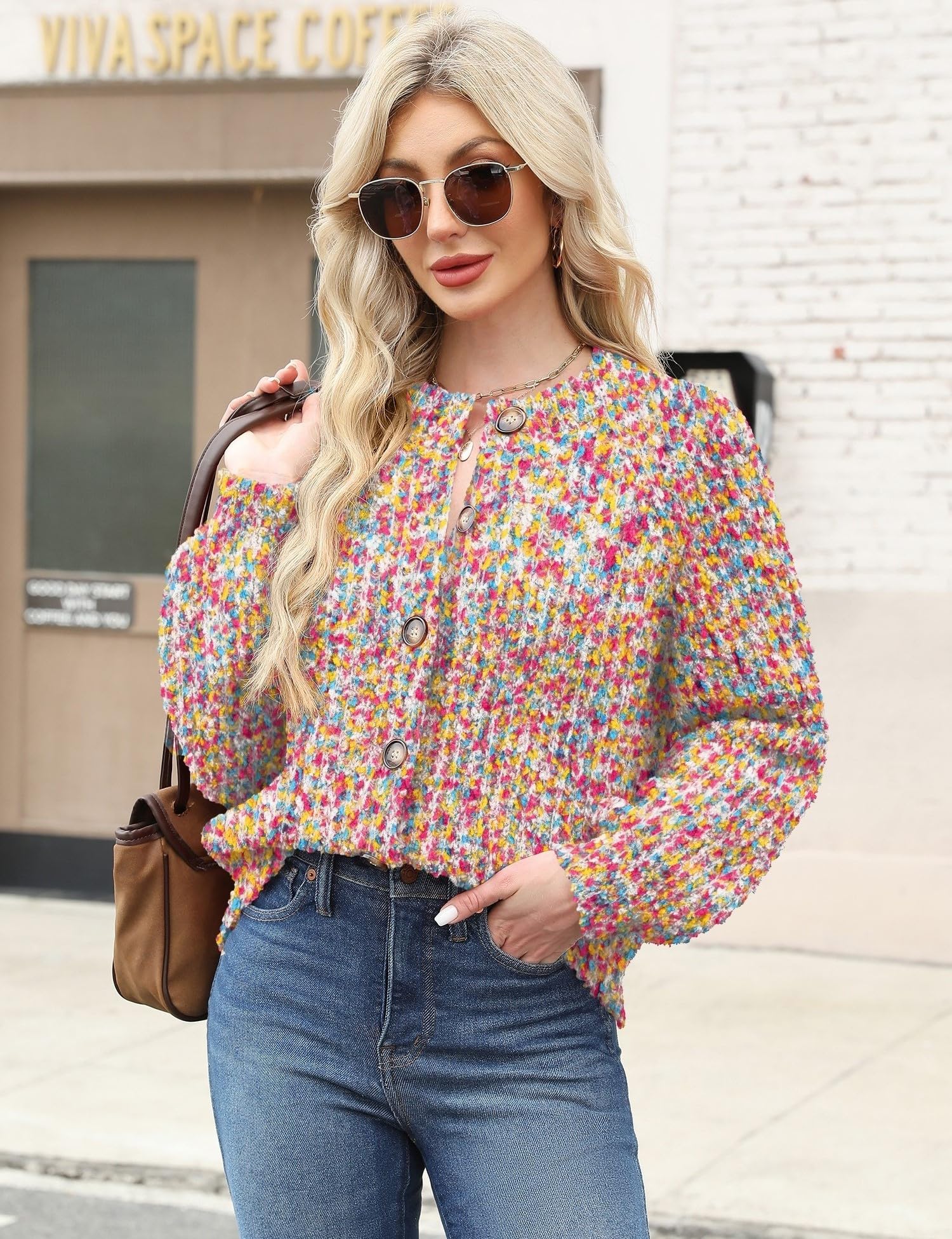 Rapbin Women's Cable Knit Cardigan Open Front Sweater Casual Long Sleeve Button Coats Outerwear